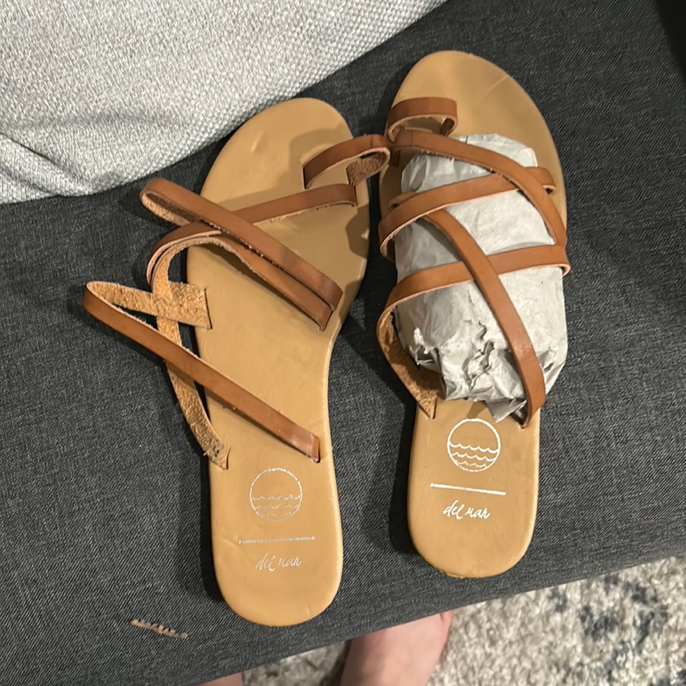 Cute pair of Tan/Brown with straps .sandals!
